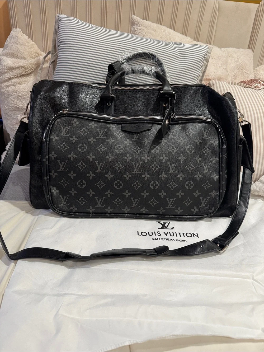 Louis Vuitton Black Monogram Canvas & Leather Travel Duffel